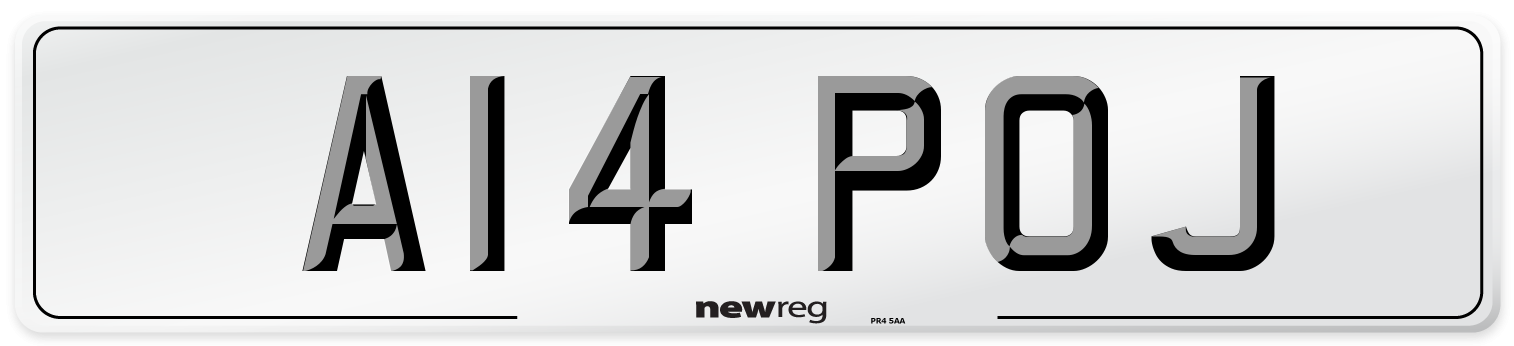 A14 POJ Number Plate from New Reg